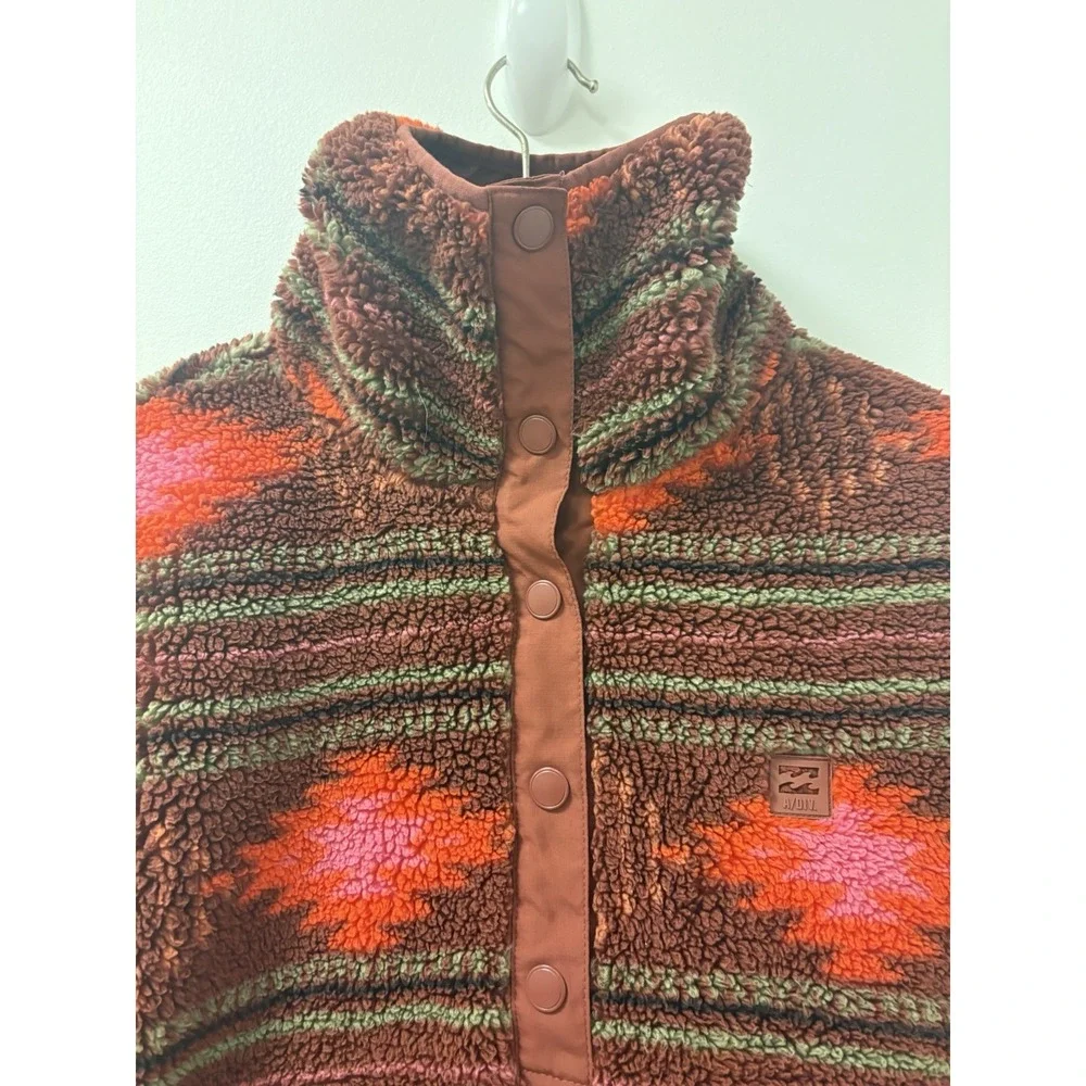 Billabong AD 1/4 Button Pullover Fleece Kangaroo Pocket  Funnel Neck Y2K Sz S
